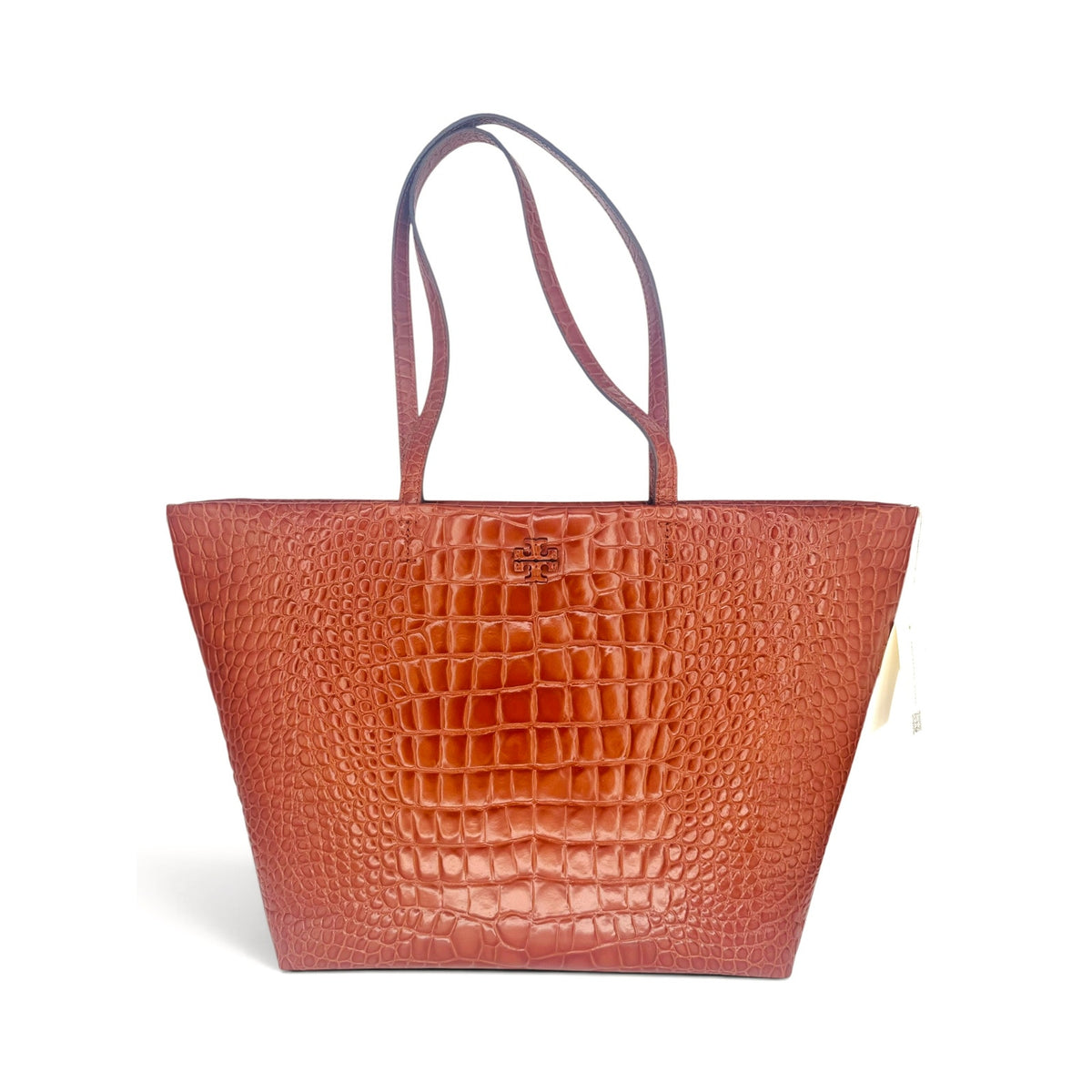 Tory Burch Thea Crocodile Work Tote Amber Brown