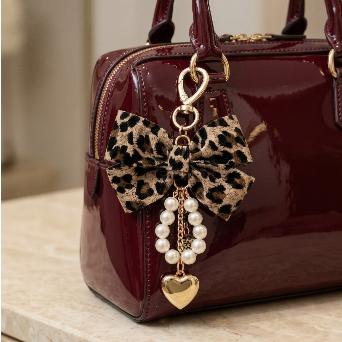 Leopard & Pearl Bag Charm
