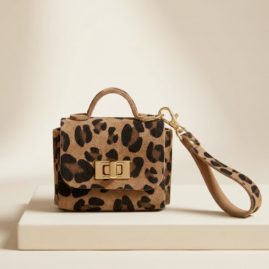 Leopard Print Micro Mini Bag Charm Keychain