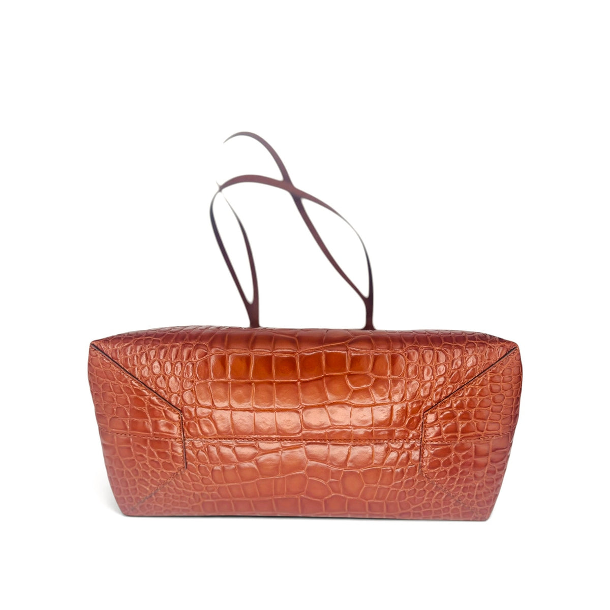 Tory Burch Thea Crocodile Work Tote Amber Brown