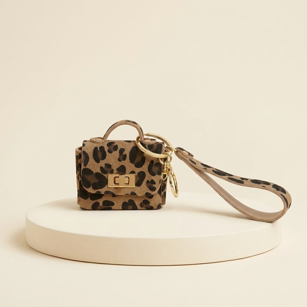 Leopard Print Micro Mini Bag Charm Keychain