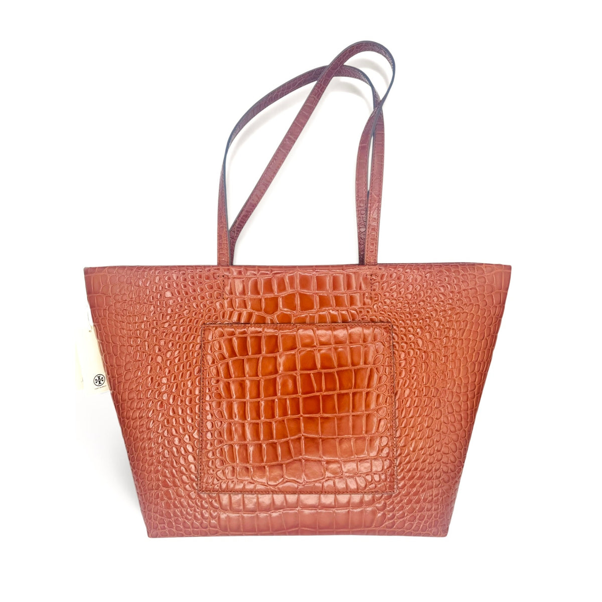 Tory Burch Thea Crocodile Work Tote Amber Brown